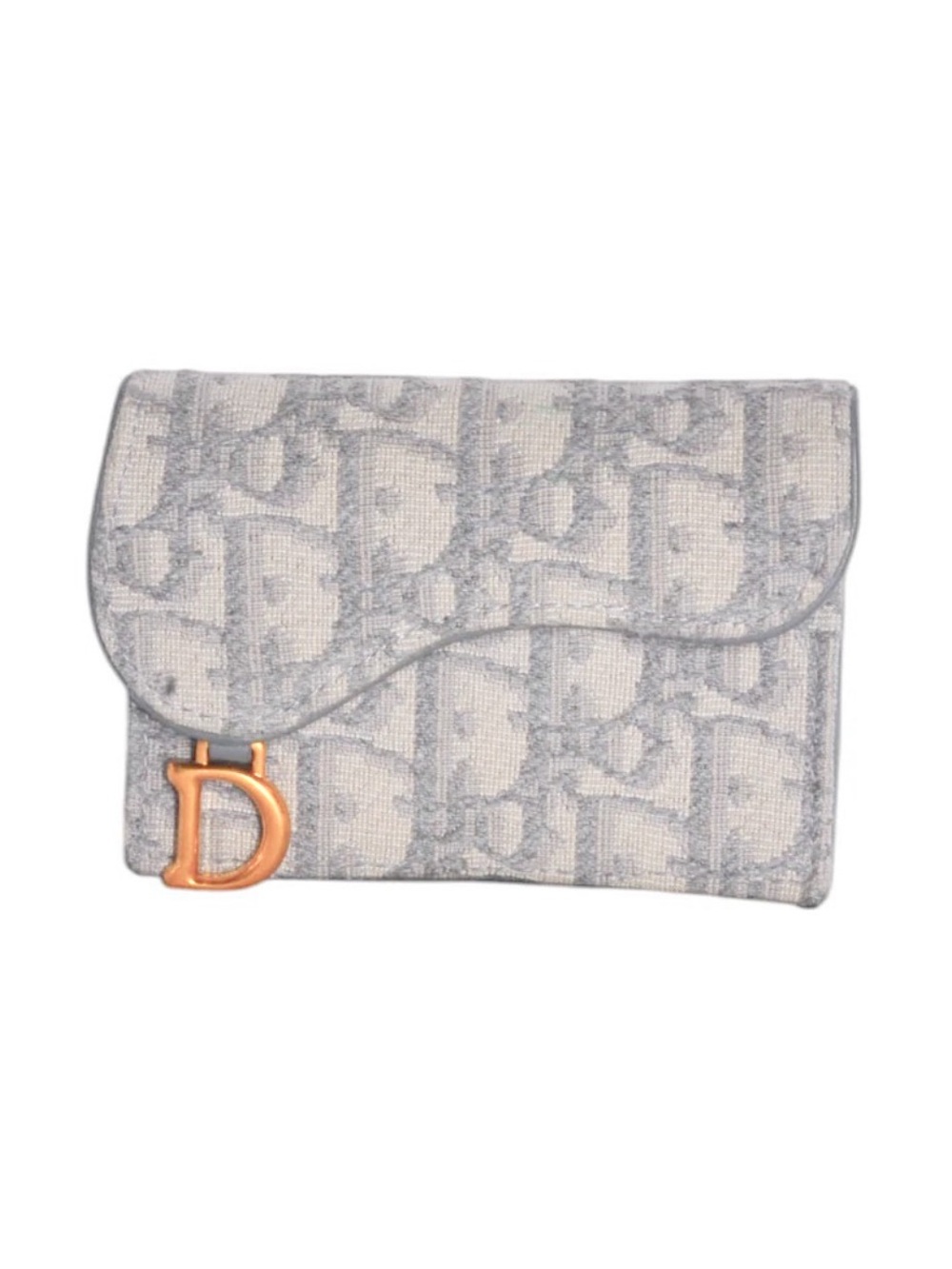 Christian Dior 2022 Saddle Bloom Card Holder Grey Oblique Jacquard